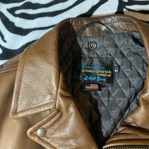 New Schott Perfecto 519 Brown Leather Jacket (S) - Picture 6 of 9